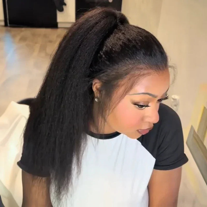 Comfortable and Lightweight 360 Kinky Straight Lace Wig with Flexi-Fit Drawstring Cap