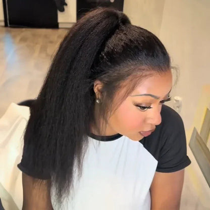 Comfortable and Lightweight 360 Kinky Straight Lace Wig with Flexi-Fit Drawstring Cap