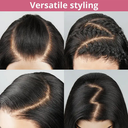 13x4 Glueless Cute Bob Layered Cut Wig Wear Go Wavy Human Hair