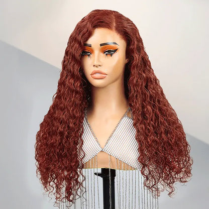 7x5 Glueless Hottest Reddish Brown Colored Wig Micro Knots Curly Human Hair
