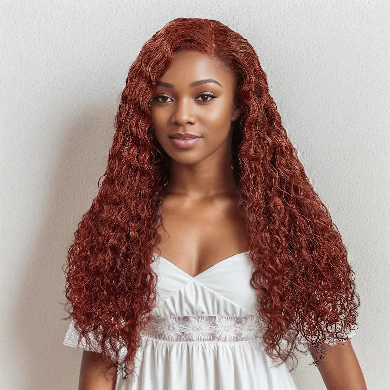 7x5 Glueless Hottest Reddish Brown Colored Wig Micro Knots Curly Human Hair