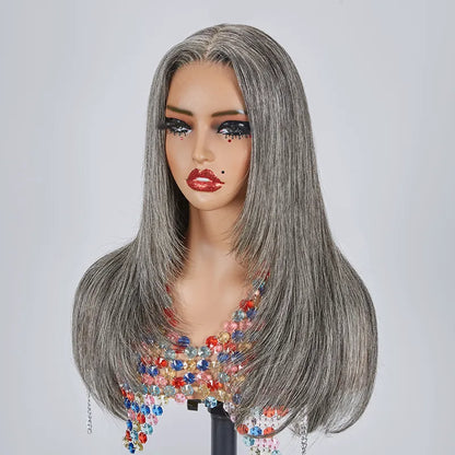 13x4 Glueless Layered Popular Salt &amp; Pepper Color Straight Wig