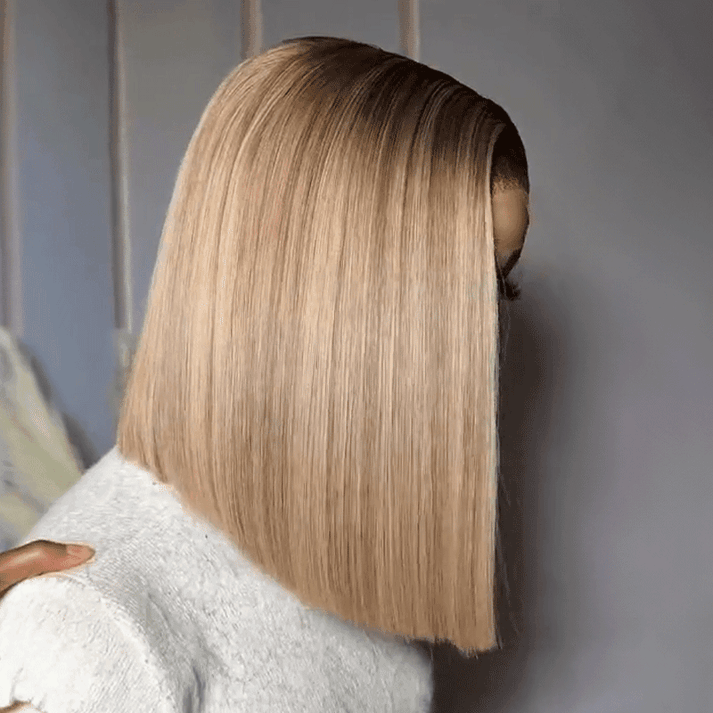 Easy 3-Second Wear 13x4 Glueless Bob Wig in Milk Tea Gray Straight Hair