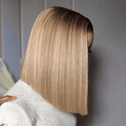 Easy 3-Second Wear 13x4 Glueless Bob Wig in Milk Tea Gray Straight Hair