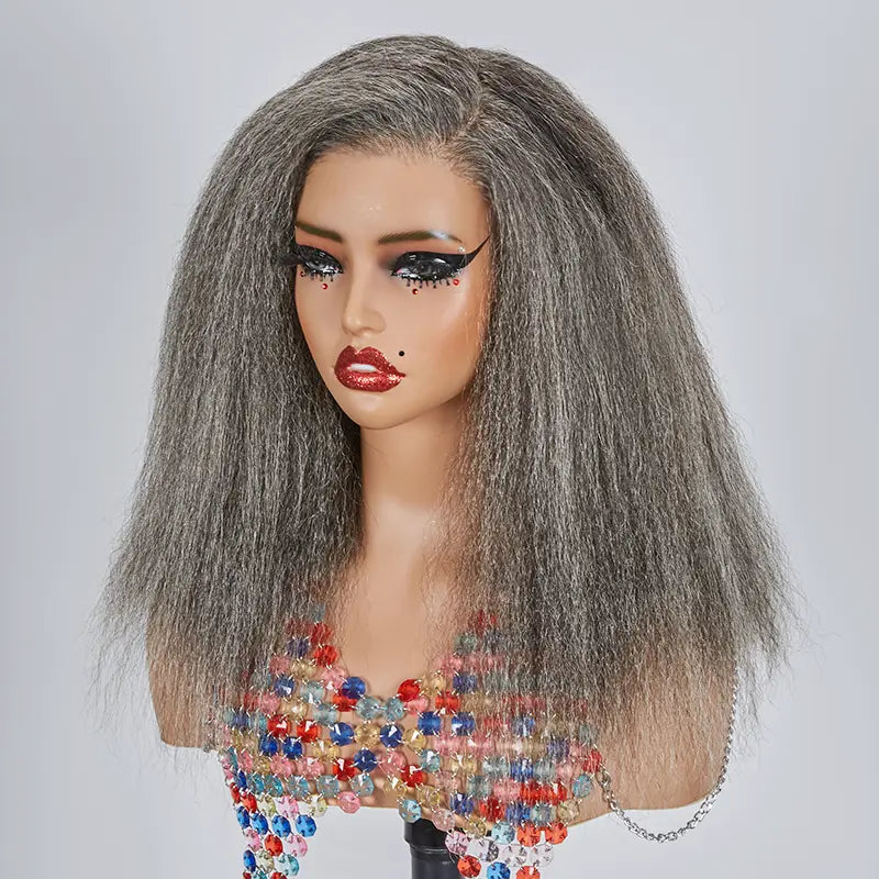 13x4 Glueless Timeless Salt &amp; Pepper Color Yaki Straight Wig