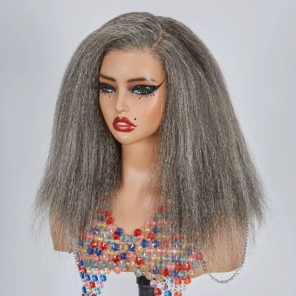 13x4 Glueless Timeless Salt &amp; Pepper Color Yaki Straight Wig