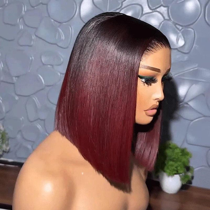 2 𝑭𝑶𝑹 $119🔥Best For Summer Glueless Highlight/Ombre 99J Color Bob Wear Go Wig