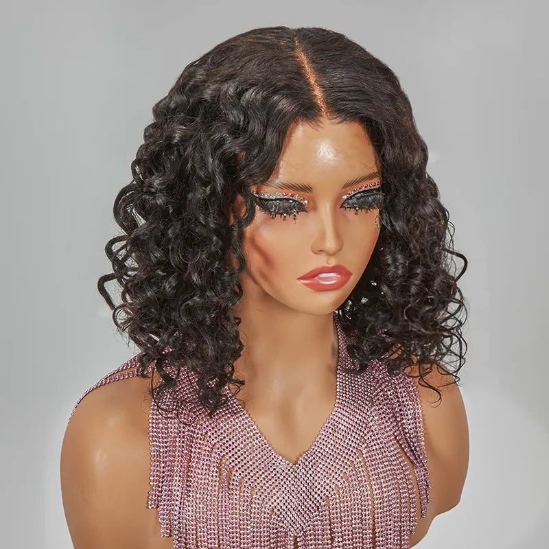 7x5 13x4 Glueless Trendy Short Cut Bob Water Wave Wig Human Hair
