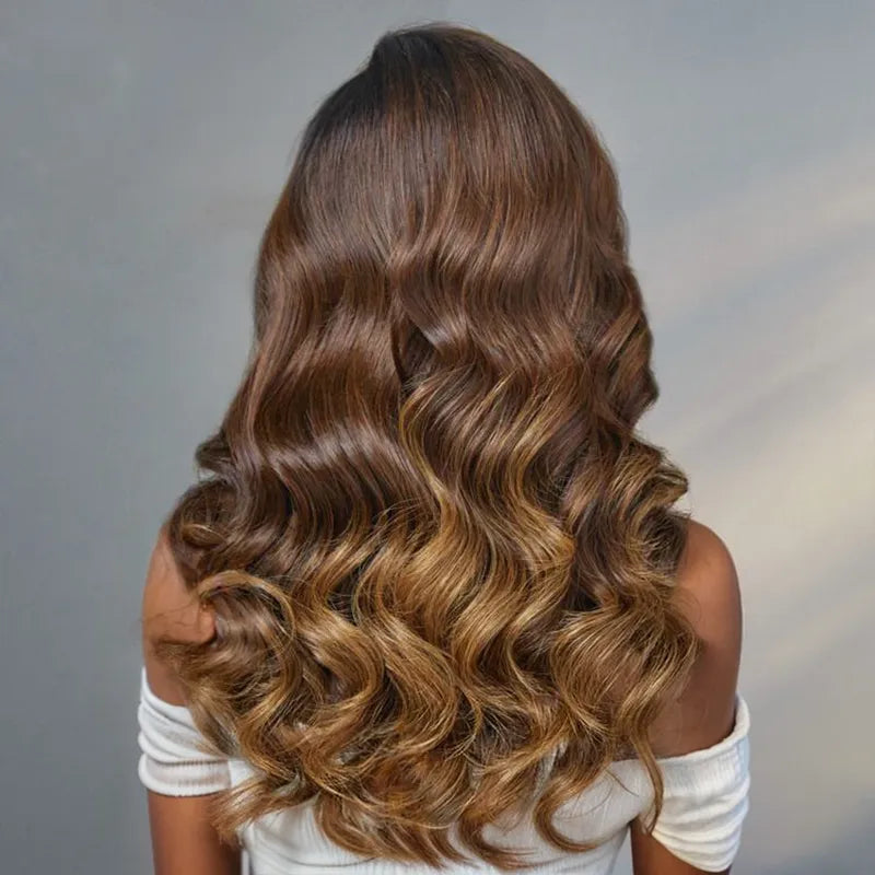 Glueless Pre Plucked Ombre Brown Loose Body Wave 9X6 Frontal Wig