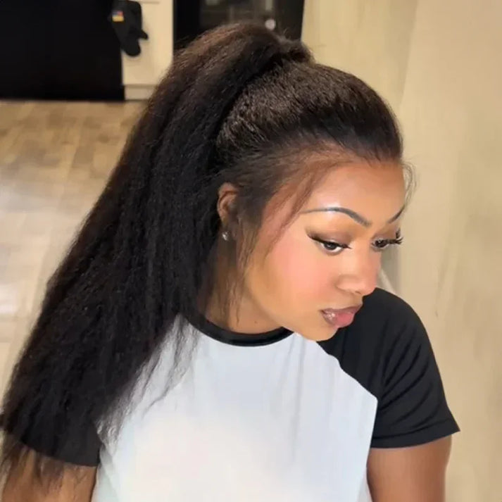 Comfortable and Lightweight 360 Kinky Straight Lace Wig with Flexi-Fit Drawstring Cap