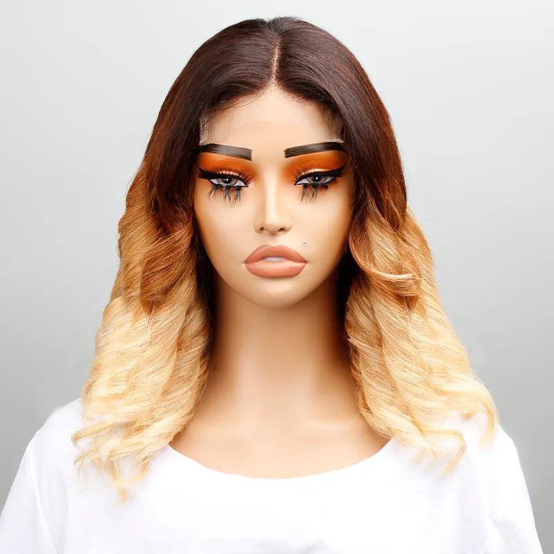 4x4 Design Stylist Light Ombre Luxe Wavy Lace Closure Bob Human Hair Wig - SHINE HAIR WIG