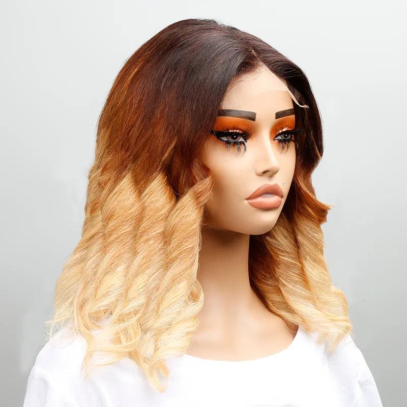 4x4 Design Stylist Light Ombre Luxe Wavy Lace Closure Bob Human Hair Wig - SHINE HAIR WIG