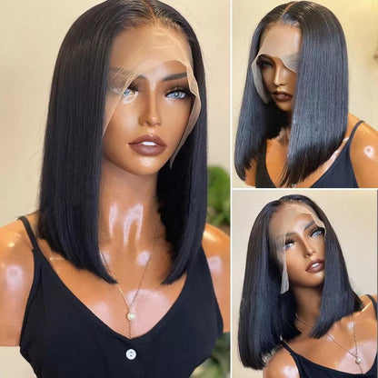 4x4/13x4 Lace Wig Short Bob Brazilian Straight Human Hair Wigs Middle Part - SHINE HAIR WIG