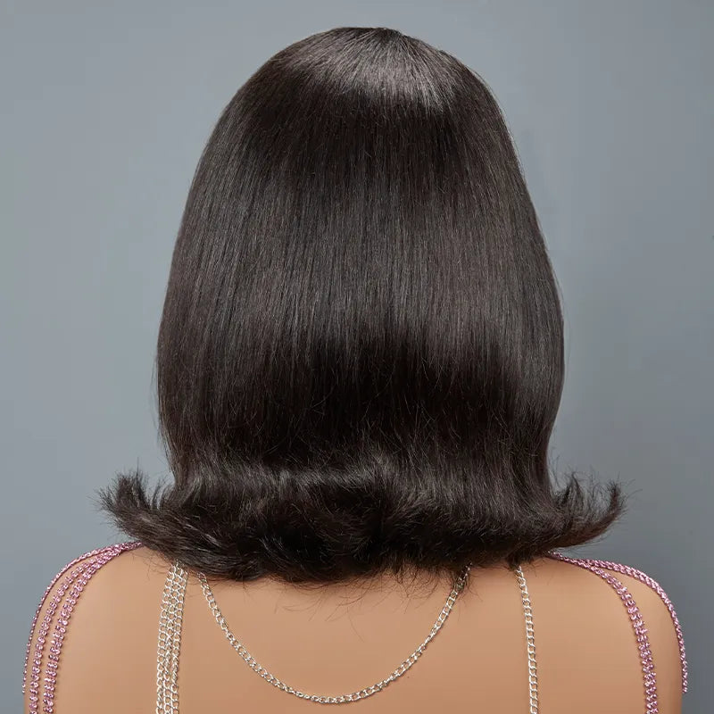 13x4 Glueless Cute Bob Layered Cut Wig Wear Go Wavy Human Hair