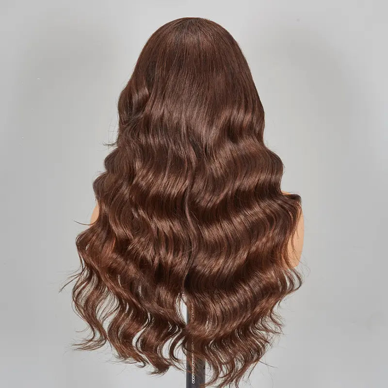 7x5 13x4 Glueless Chocolate Brown Colored Body Wave Human Hair Wigs