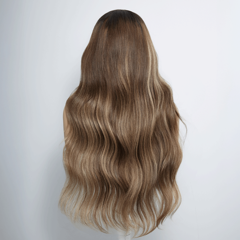 Perruque sans colle droites cheveux humains de couleur marron chocolat
