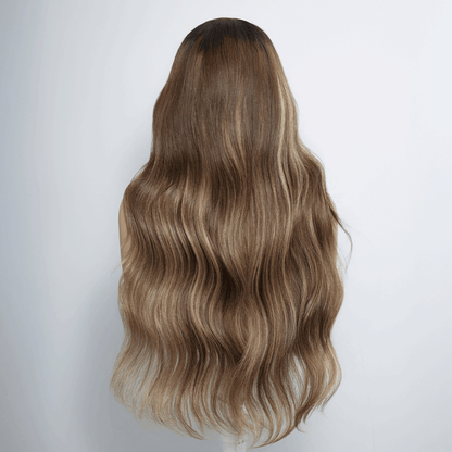 Perruque sans colle droites cheveux humains de couleur marron chocolat
