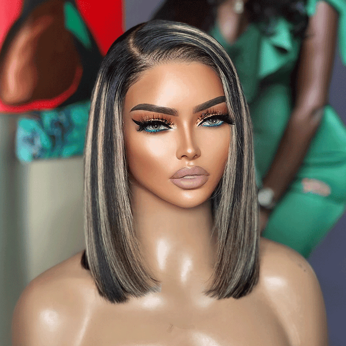 Effortless Elegance 7x4 Glueless Adjustable Cap Bleached Knots Color Highlight Wig