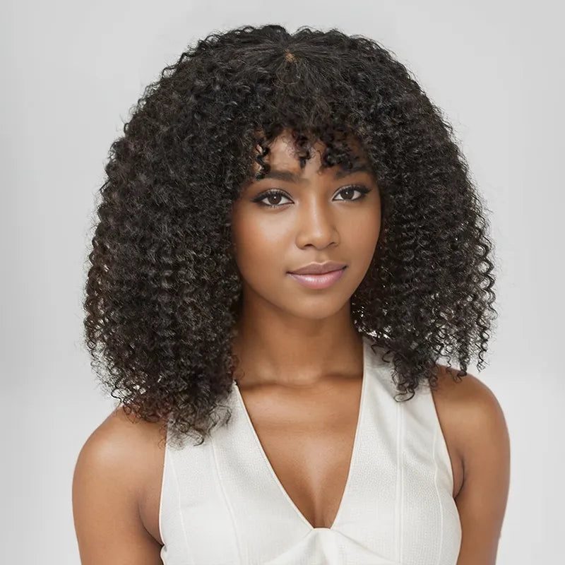 For Beginners Glueless Kinky Curly Wear Go Bob Wig With Bangs