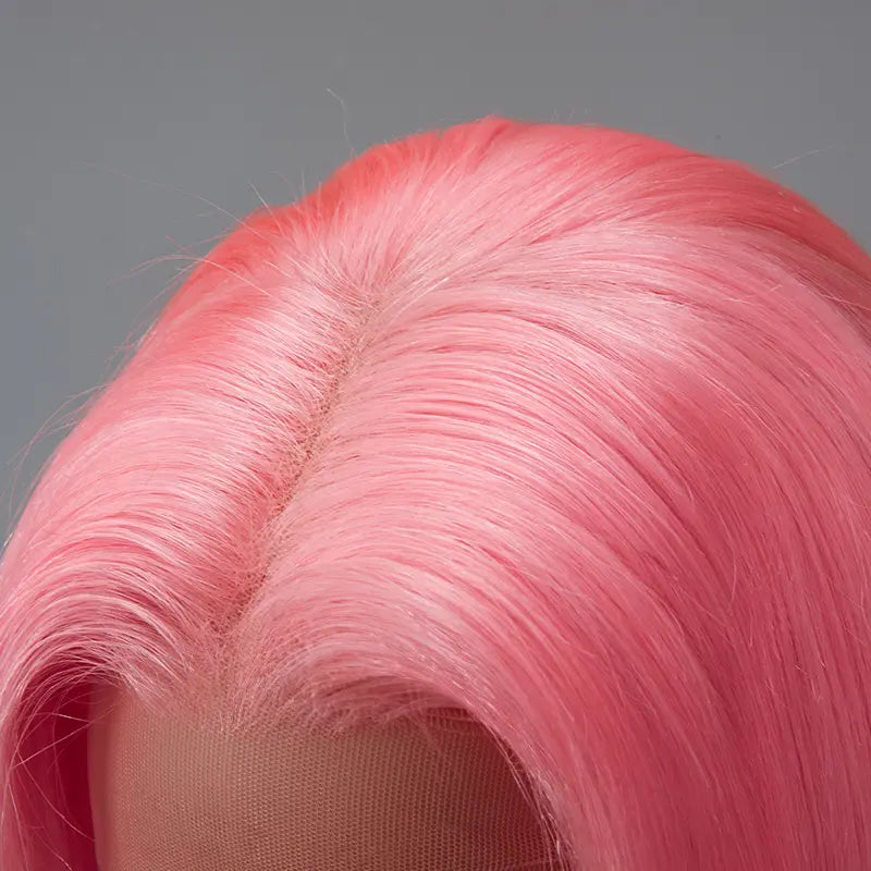 13x4 Pink Color Bob Wig Straight Lace Frontal Human Hair