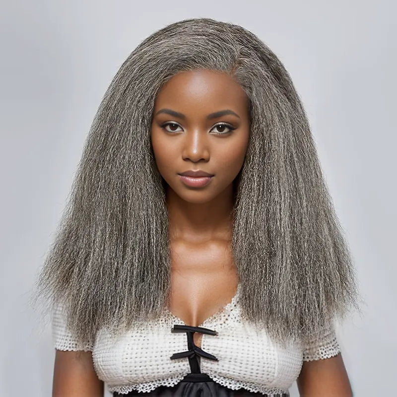 13x4 Glueless Timeless Salt &amp; Pepper Color Yaki Straight Wig