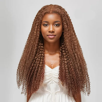 7x5 13x4 Glueless Bouncy Chocolate Brown Color Kinky Curly Wig