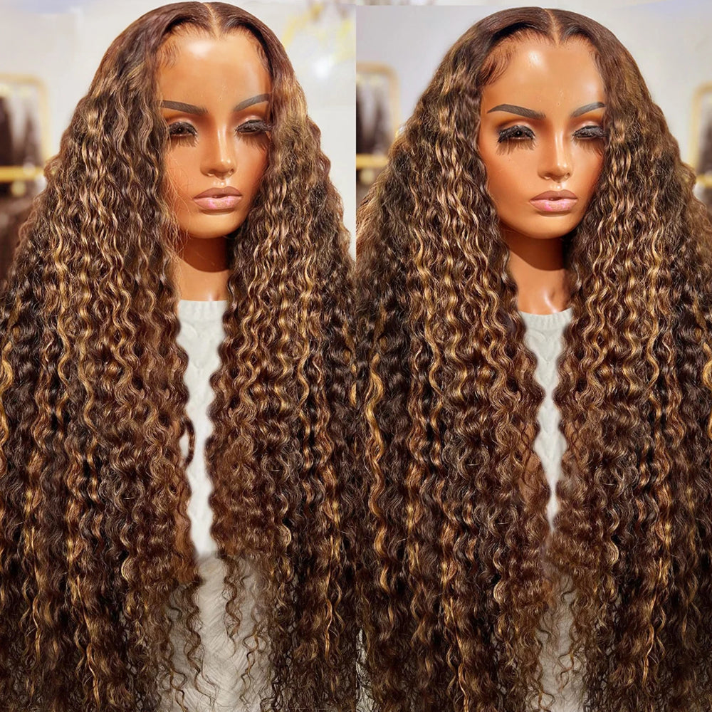 SPECIAL SALE Ready to Go Glueless Wig Bleached Knots P4/27 Highlight Wig Curly Human Hair Wigs