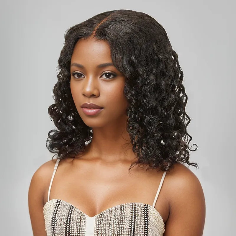 7x5 13x4 Glueless Trendy Short Cut Bob Water Wave Wig Human Hair