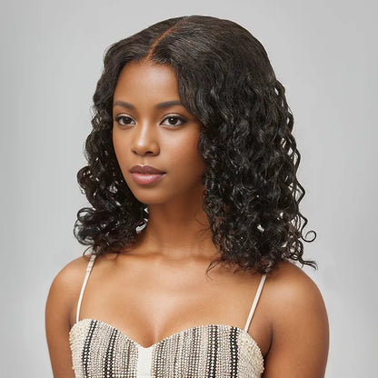 7x5 13x4 Glueless Trendy Short Cut Bob Water Wave Wig Human Hair