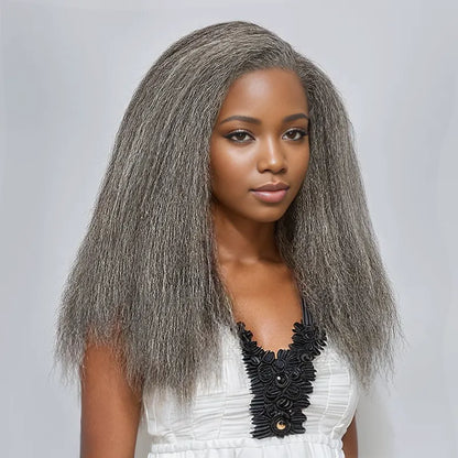 13x4 Glueless Timeless Salt &amp; Pepper Color Yaki Straight Wig