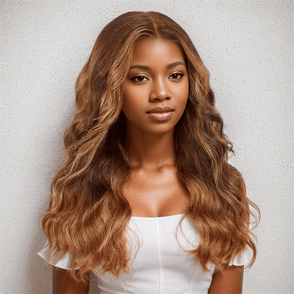 7x5 13x4 Glueless Honey Brown Color Body Wave Frontal Wig