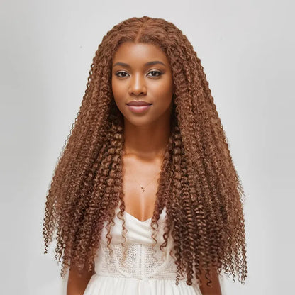 7x5 13x4 Glueless Bouncy Chocolate Brown Color Kinky Curly Wig
