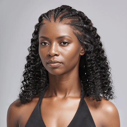 13x4 Lace Frontal Glueless Pre Braided Wig Jerry Curly Bob Pre Style Wear Go Wig 14 inch