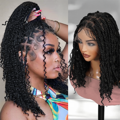 Bohemian Braided Full Lace Wig With Baby Hair Synthetic 300% Density