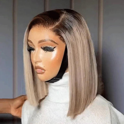 Easy 3-Second Wear 13x4 Glueless Bob Wig in Milk Tea Gray Straight Hair