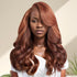 7x5 13x4 C Part Glueless Copper Brown Layered Wear Go Wavy Human Hair Frontal Wig - SHINE HAIR WIG