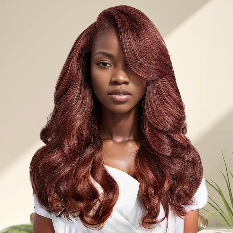 TAVIMART  -  Body Wave Reddish Brown 7x5 Glueless Wig Human Hair Ready To Wear Brazilian 13x4 Preplucked Hairline Lace For Women No Glue
