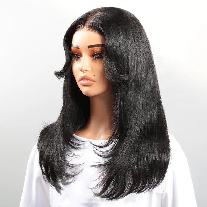 7x5 13x4 Designer Layered Glueless Wear&Go Curtain Bangs Natural Wave Wig - SHINE HAIR WIG