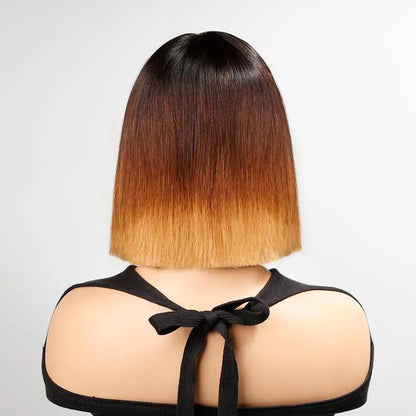 7x5 13x4 Elegant Brown Ombre Glueless Minimalist Bob Wig Straight Human Hair - SHINE HAIR WIG