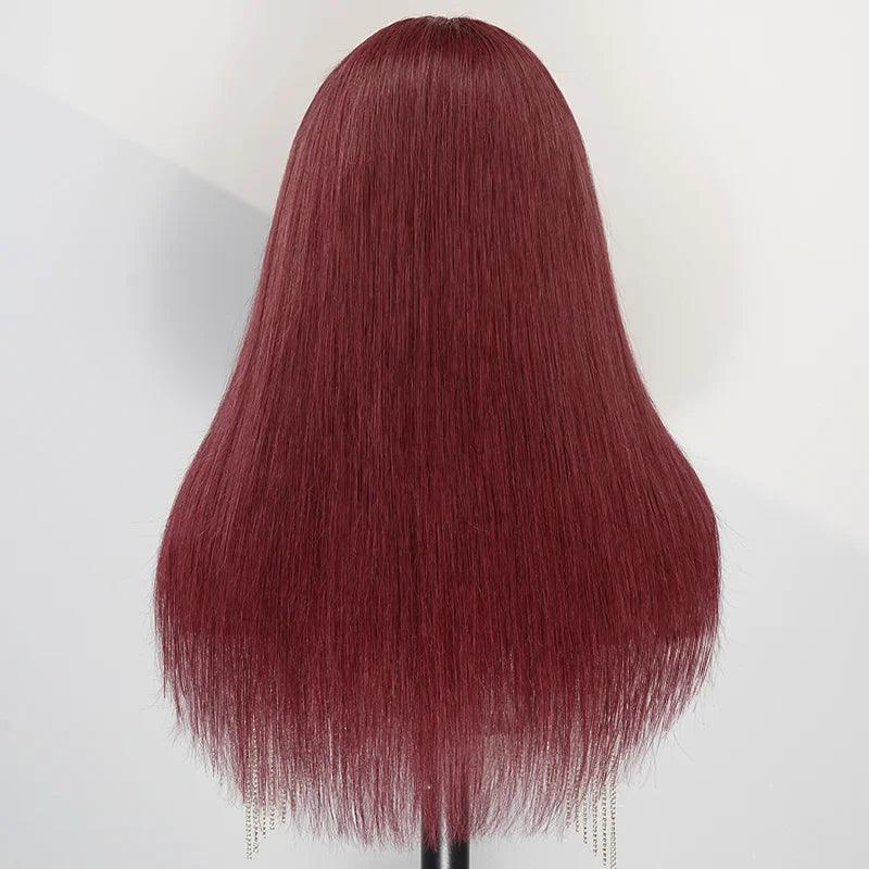 7x5 13x4 Layered Glueless 99J Colored Human Hair Wigs Brazilian Silky Straight - SHINE HAIR WIG