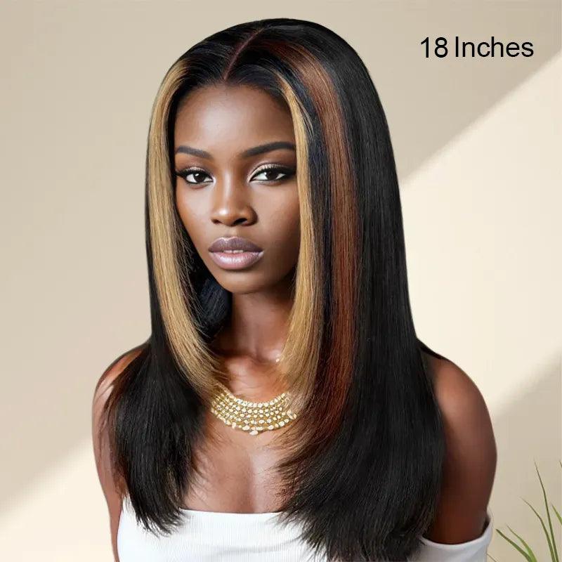 7x5 13x4 Layered Glueless Highlight Multicolor Silky Straight Wig - SHINE HAIR WIG