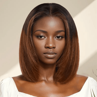 7x5 13x4 Layered Ombre Highlight Colored Glueless Blunt Cut Bob Wig Straight Human Hair - SHINE HAIR WIG