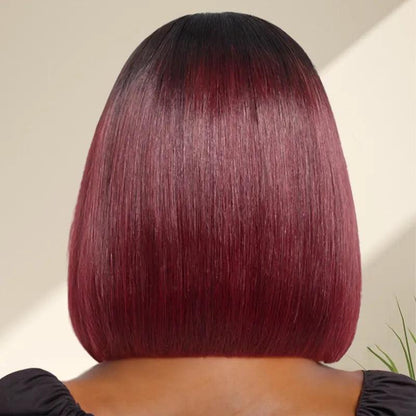 7x5 13x4 Layered Ombre Highlight Colored Glueless Blunt Cut Bob Wig Straight Human Hair - SHINE HAIR WIG