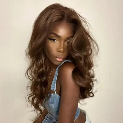 Glueless Chocolate Brown 13x4 Body Wave Human Hair Wig