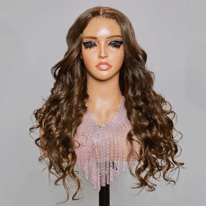 Glueless Chocolate Brown 13x4 Body Wave Human Hair Wig