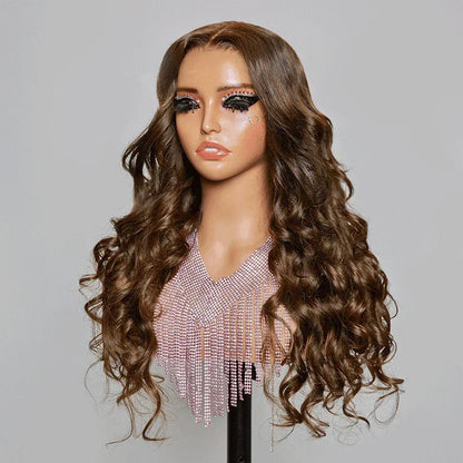 Glueless Chocolate Brown 13x4 Body Wave Human Hair Wig