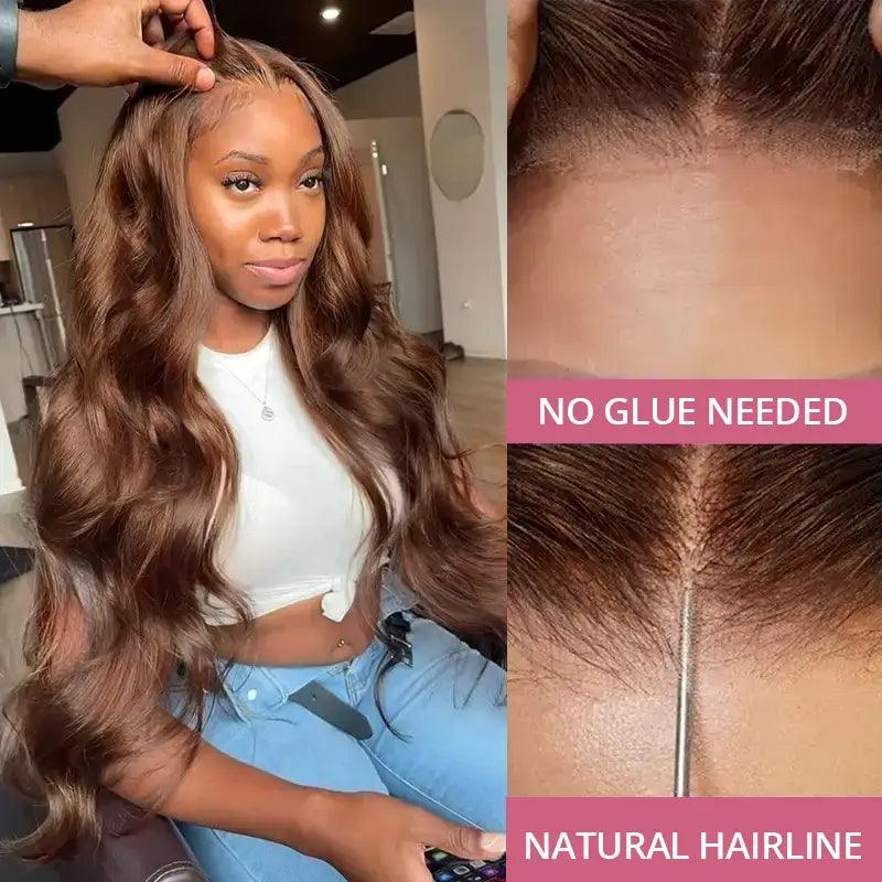 7x5 Glueless Upgraded Bleached Knots Chocolate Brown Wig Body Wave Human Hair - SHINE HAIR WIG