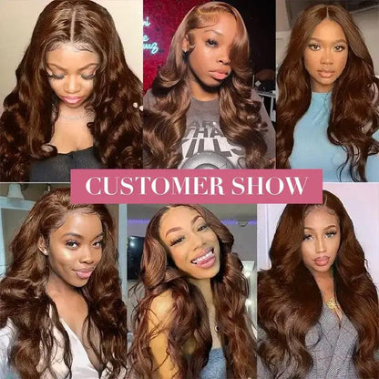 7x5 Glueless Upgraded Bleached Knots Chocolate Brown Wig Body Wave Human Hair - SHINE HAIR WIG