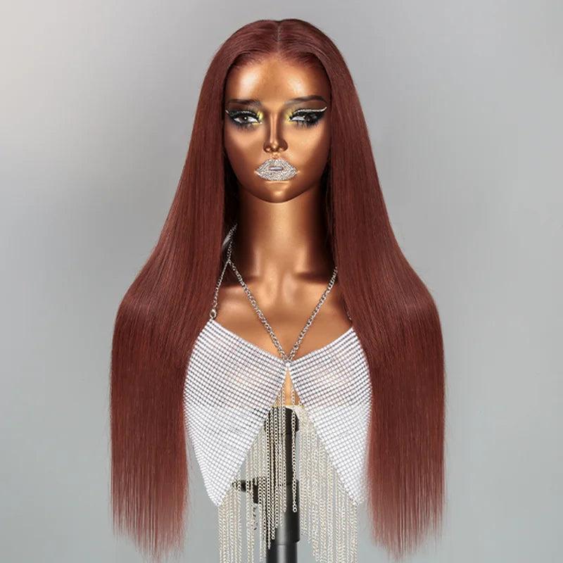 7x5 Glueless Wig Wear Go Reddish Brown Colored Straight Human Hair - SHINE HAIR WIG