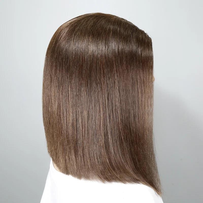 7x5 Pre-Pluck Chocolate Brown Colored Glueless Bob Wig Straight Human Hair - SHINE HAIR WIG